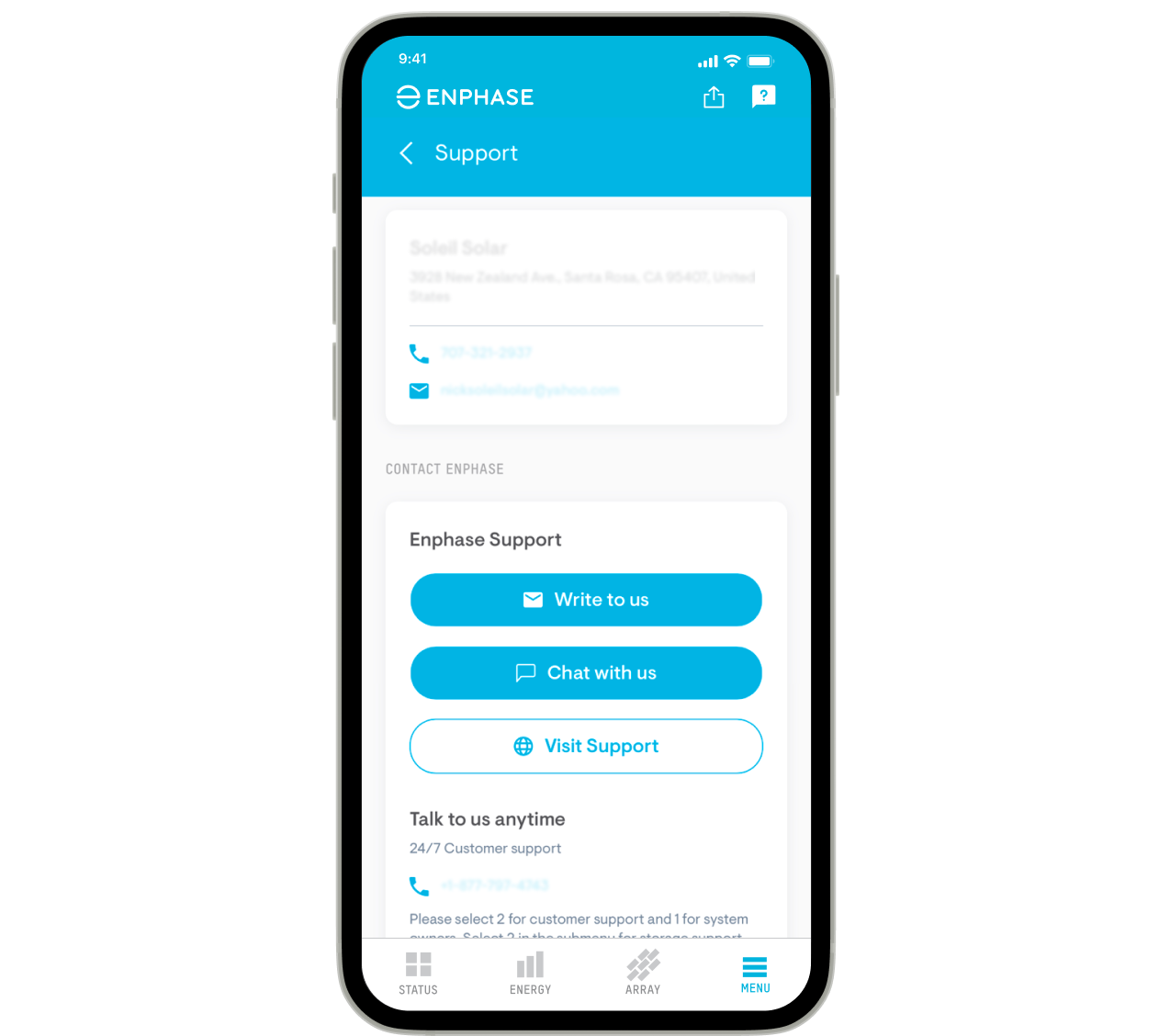 Enphase App Contact US