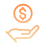 Dollar above hand icon