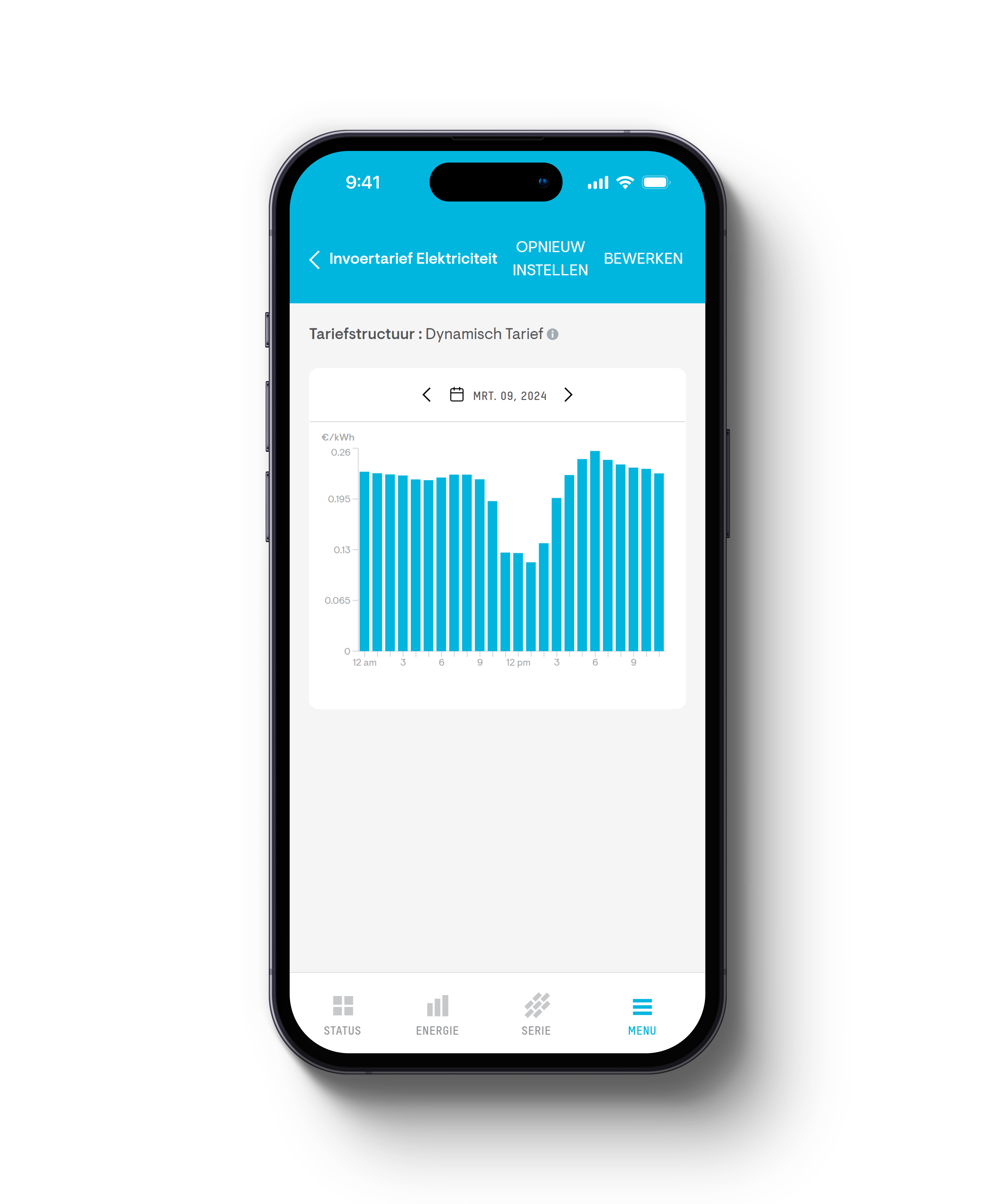 Menu graph hours app