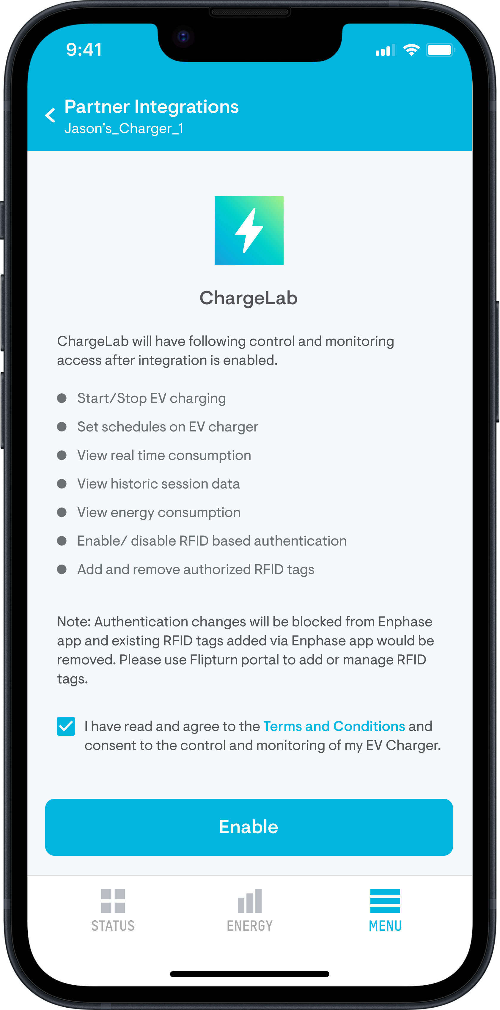 Mobile screen activating chargelab