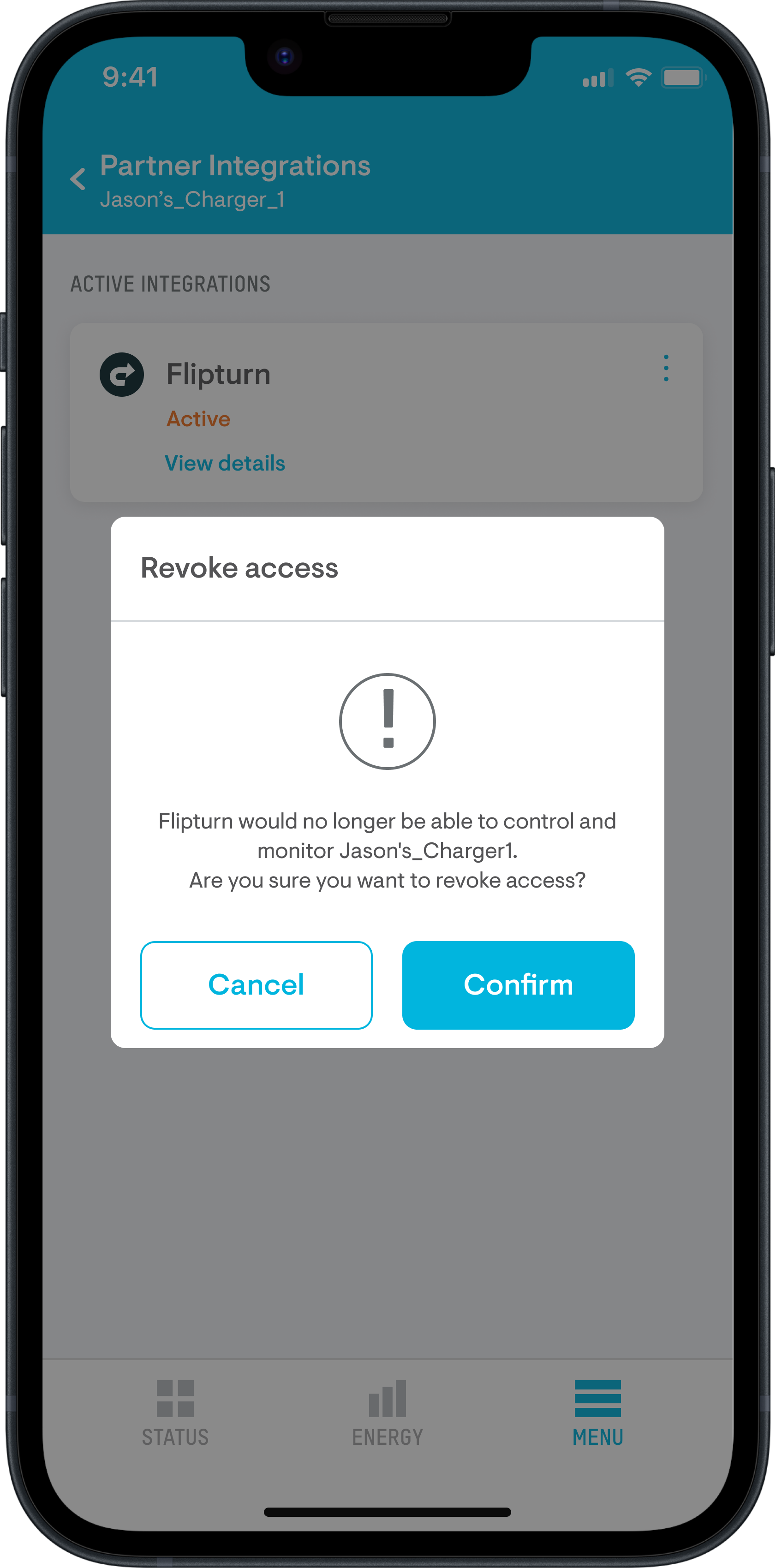 Iphone screen showing app configuration