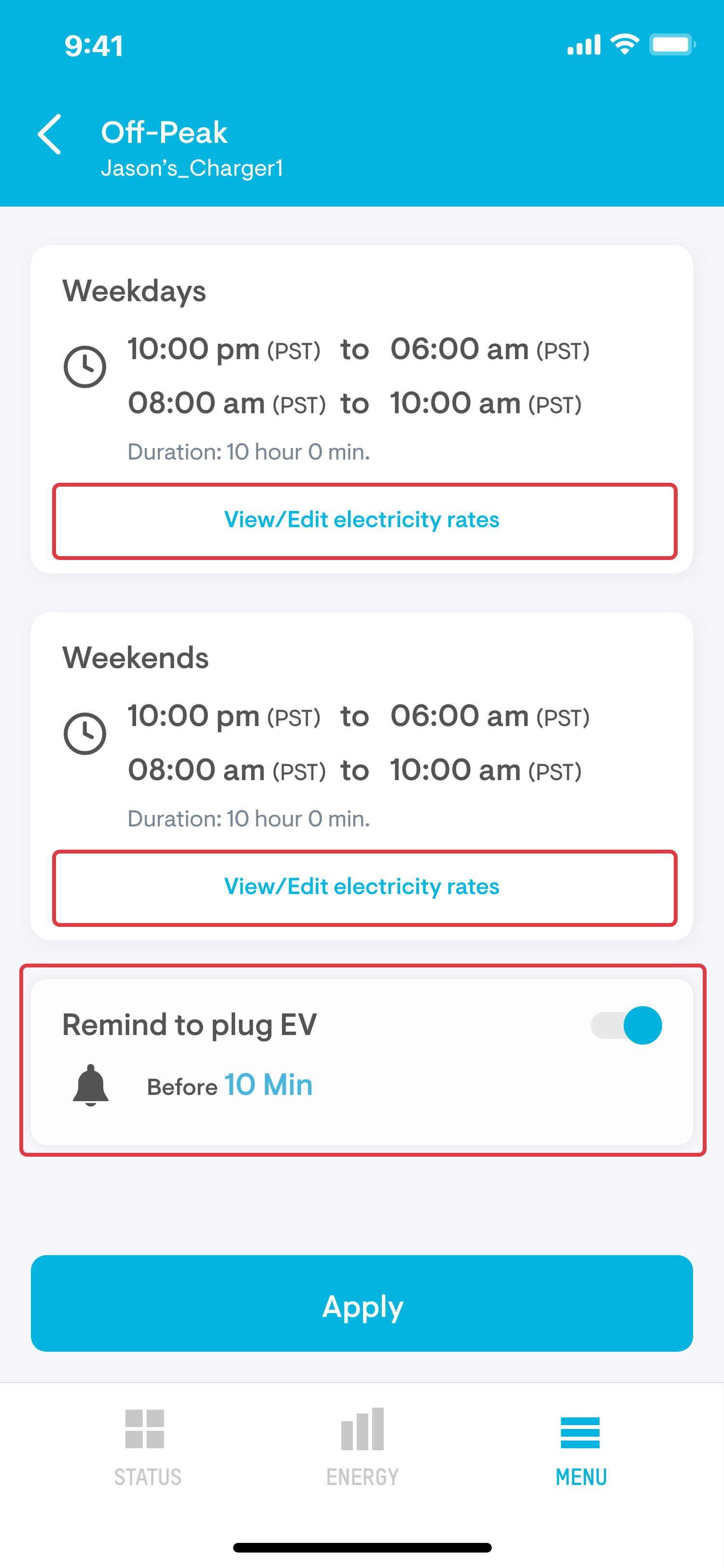 Off-Peak Schedule