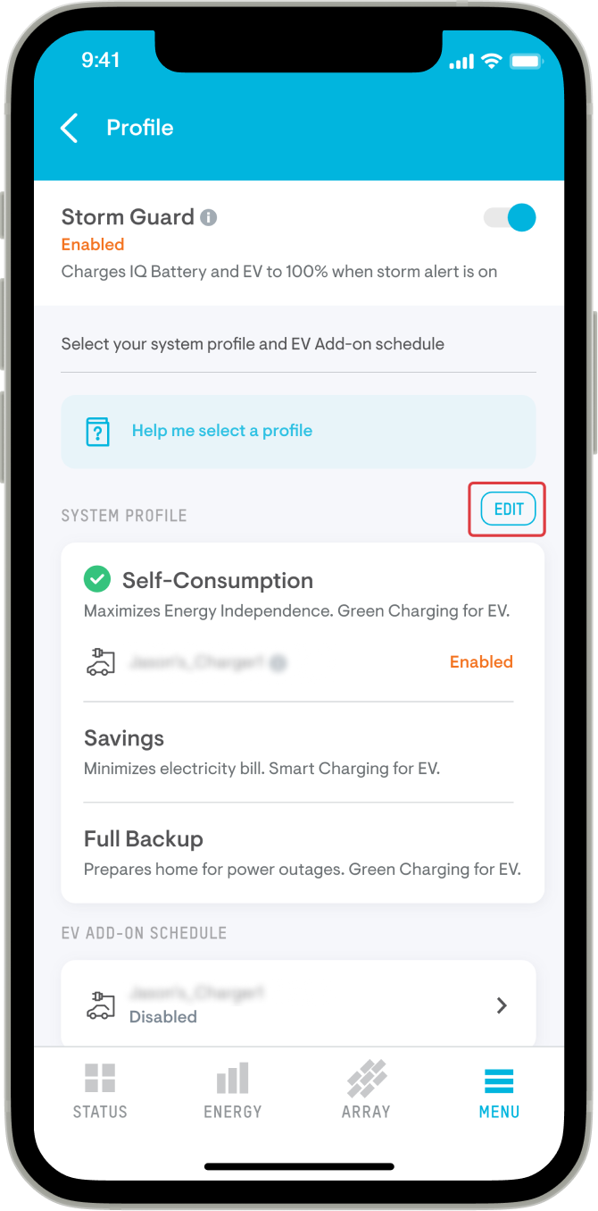 Self consumption profile integrated Image