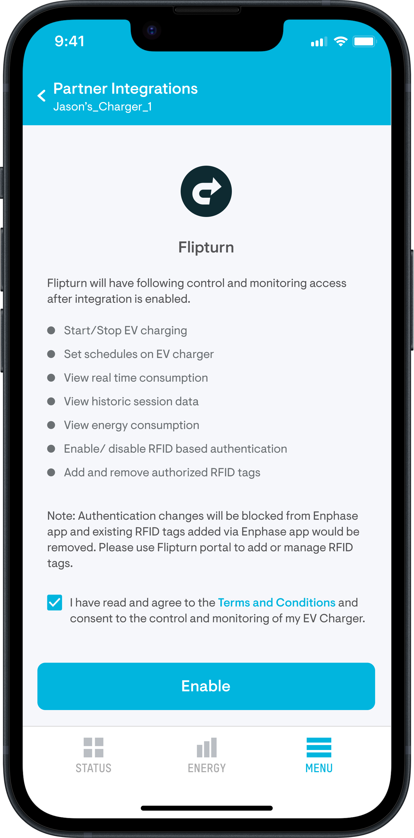 Iphone screen showing app configuration