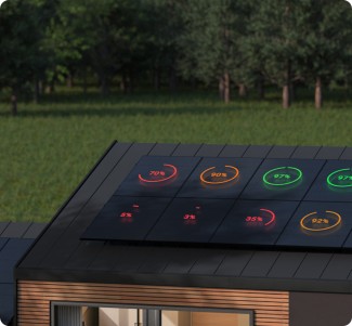 Microinverter power being explained by percentage diagram on the roof
