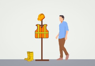 Man walking towards safety equipment