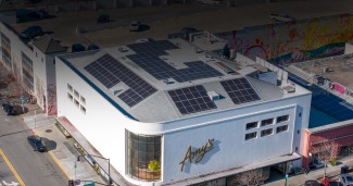 Solar panel array at Amy’s Kitchen powering the facility with clean energy