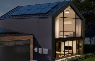 House with rooftop panels
