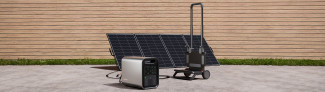 Powerpack and cart and 400 W panel in the back