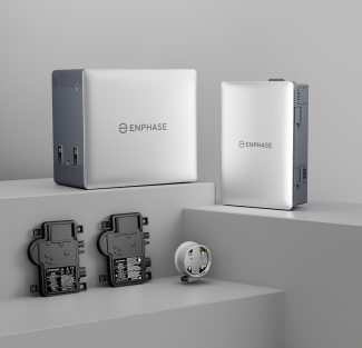 Enphase IQ Battery 10C home battery storage units with IQ8+ and IQ8HC microinverters and accessories for solar energy systems.