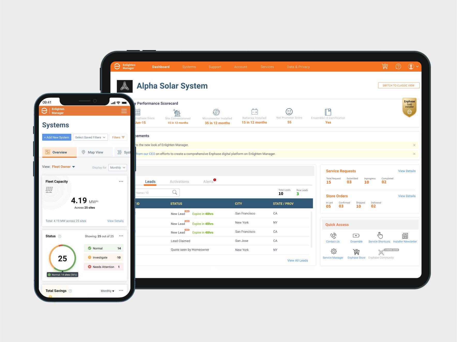 App mockup - Enlighten Manager
