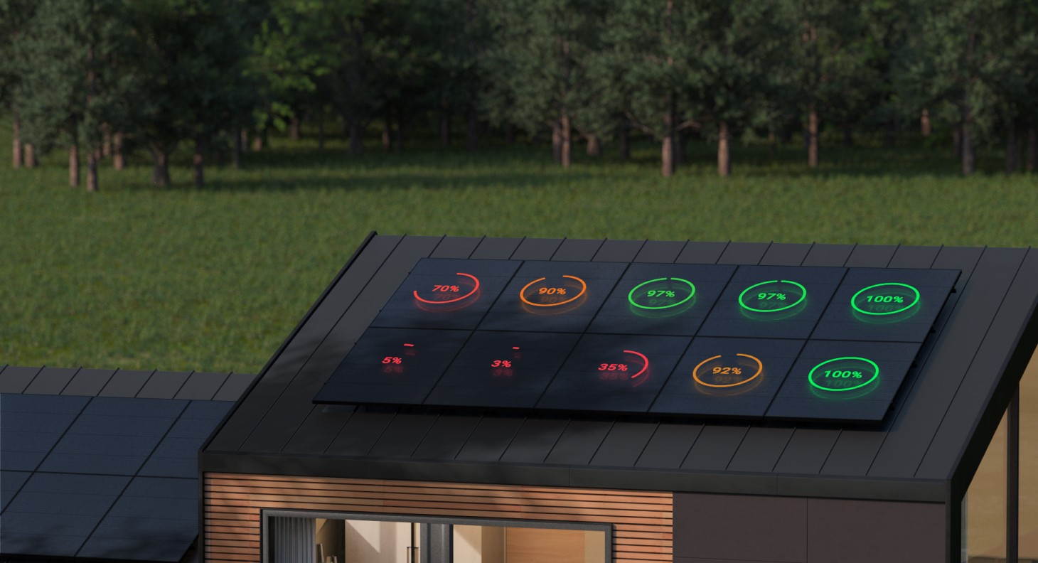 Microinverter power being explained by percentage diagram on the roof