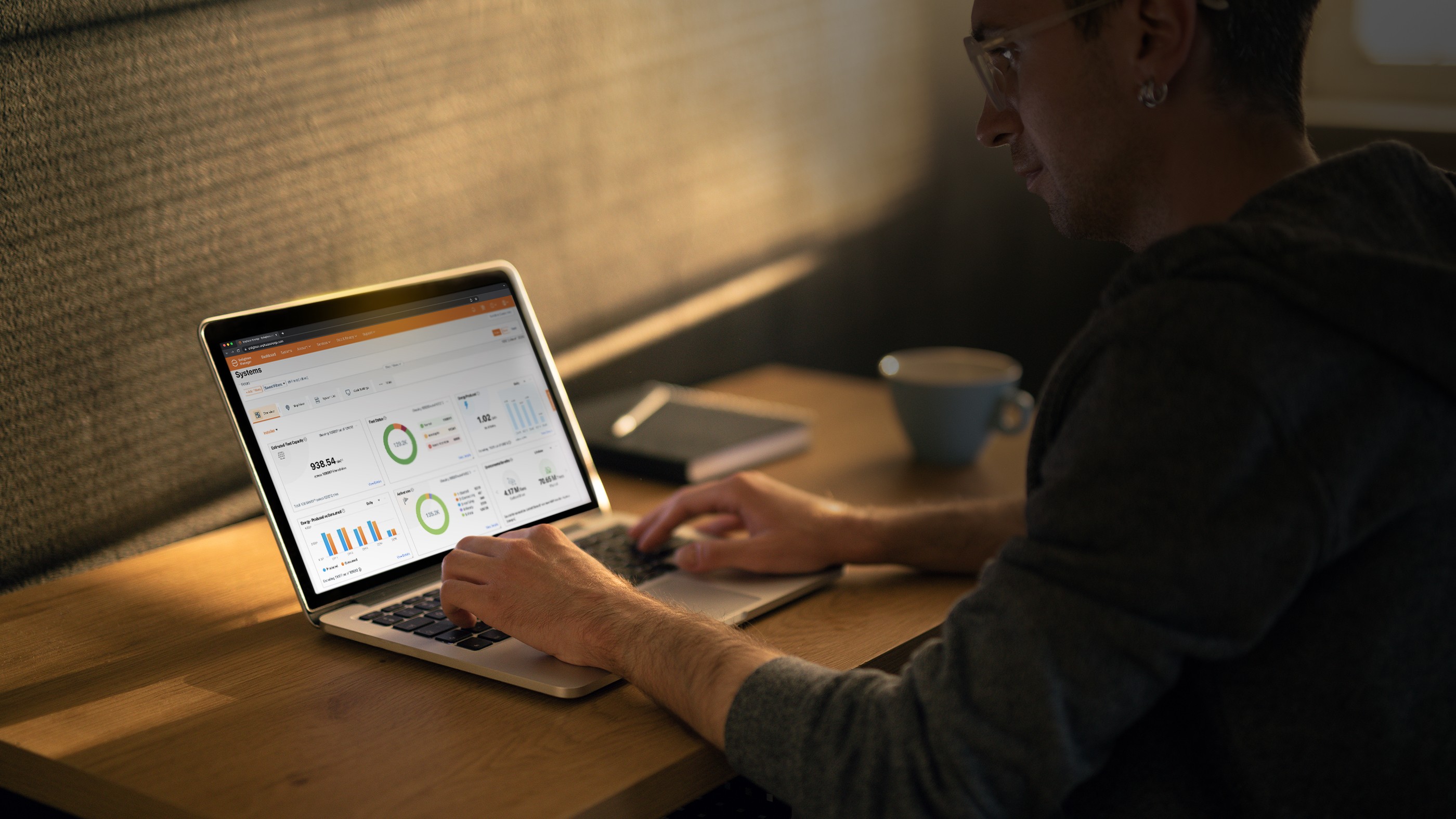 man using enphase enlighten app on computer