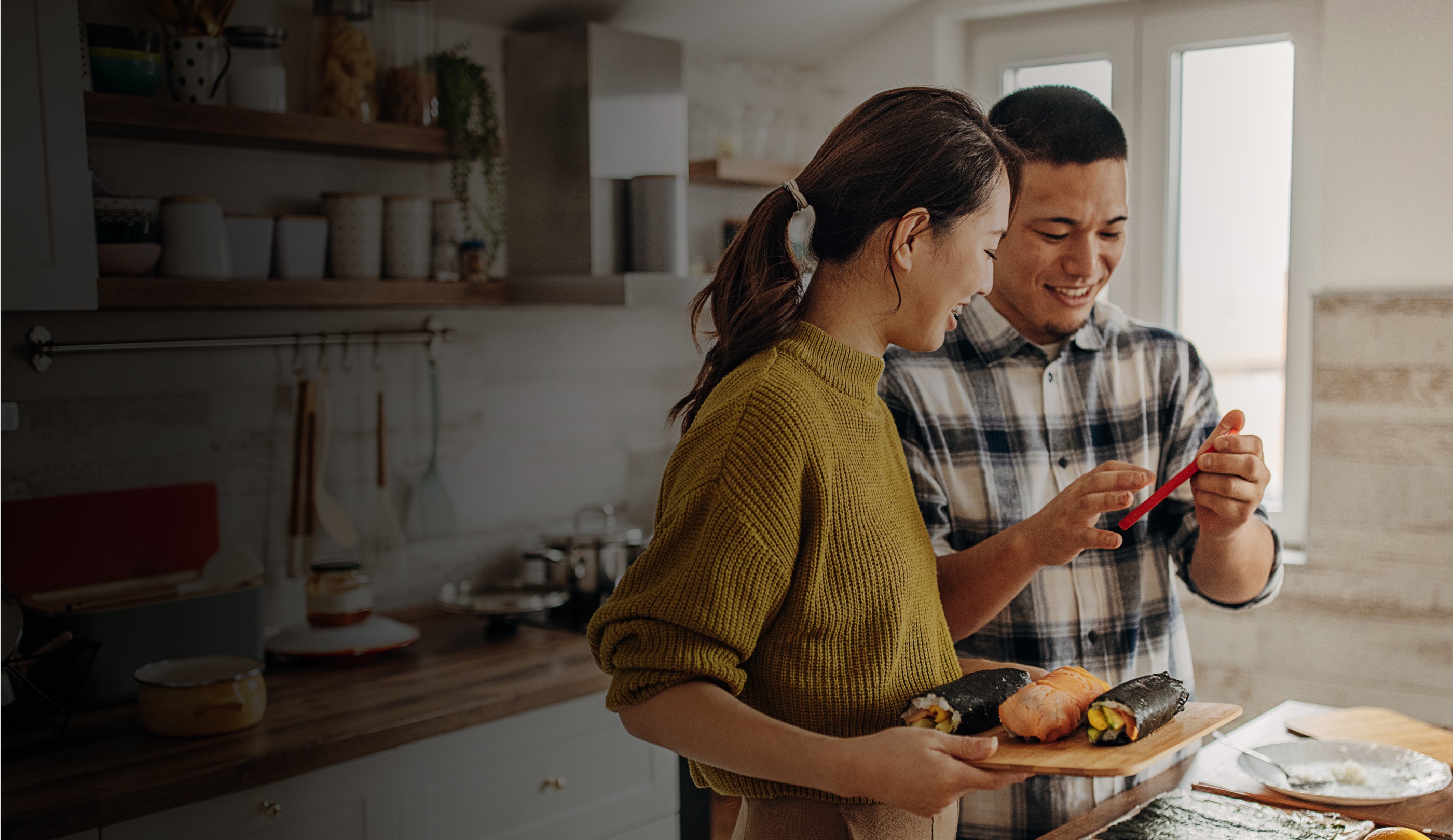 Couple looking at phone together