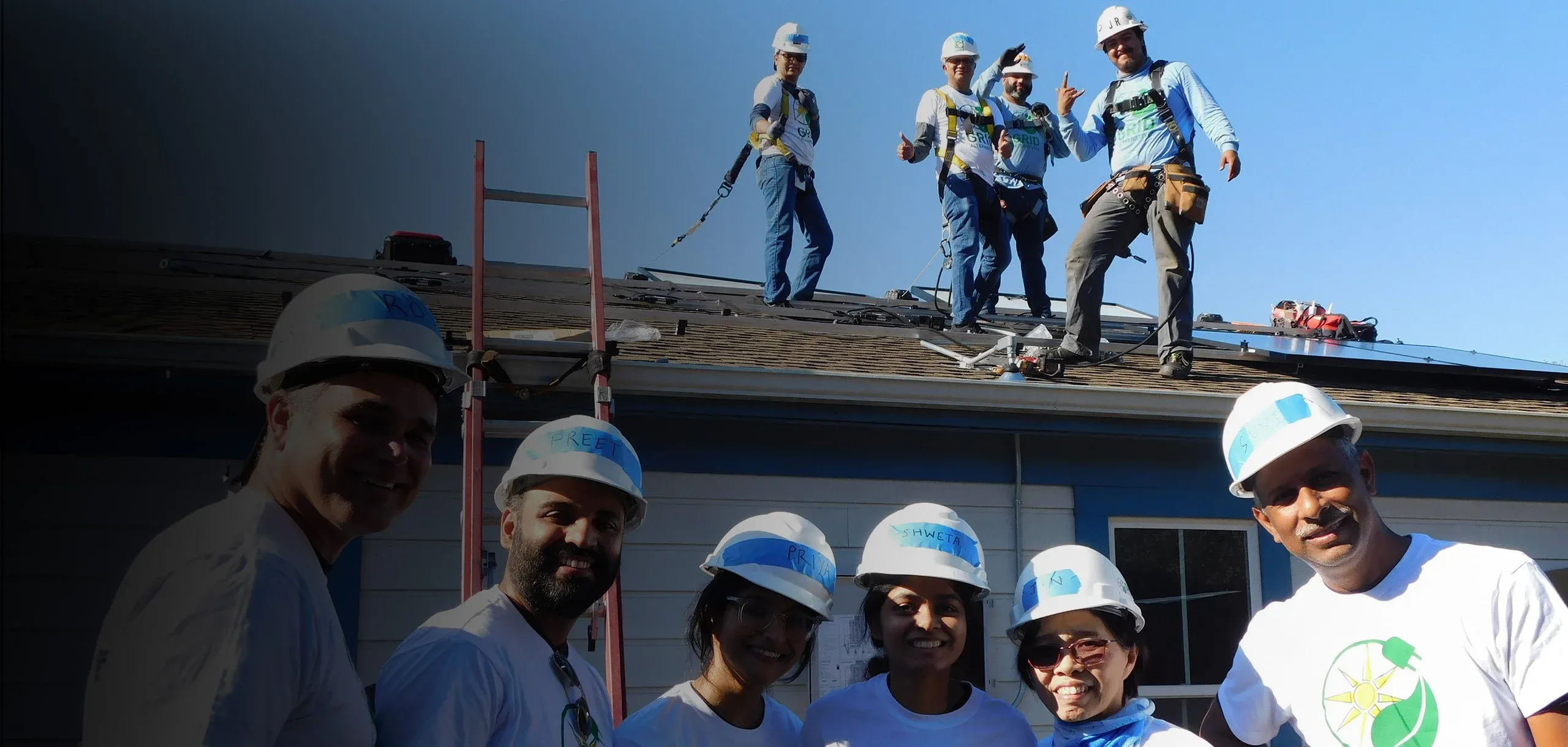 Solar installers posing for photo