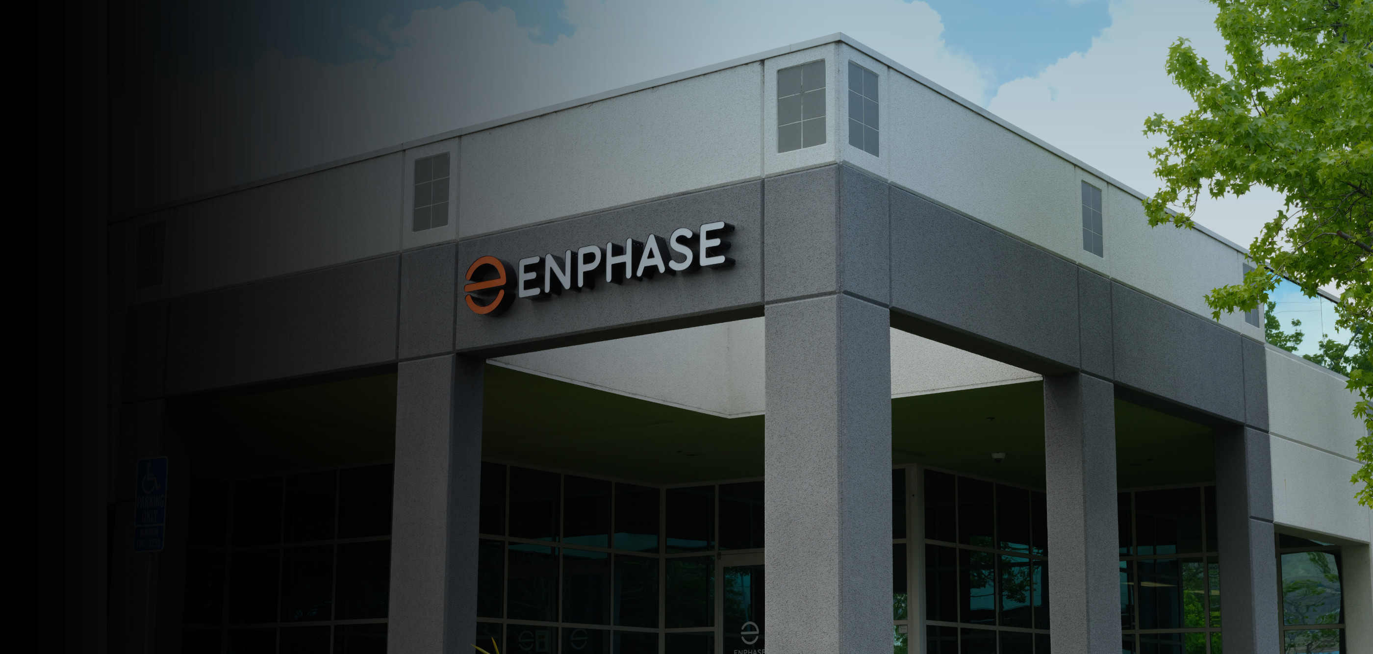 Enphase logo on corporate building