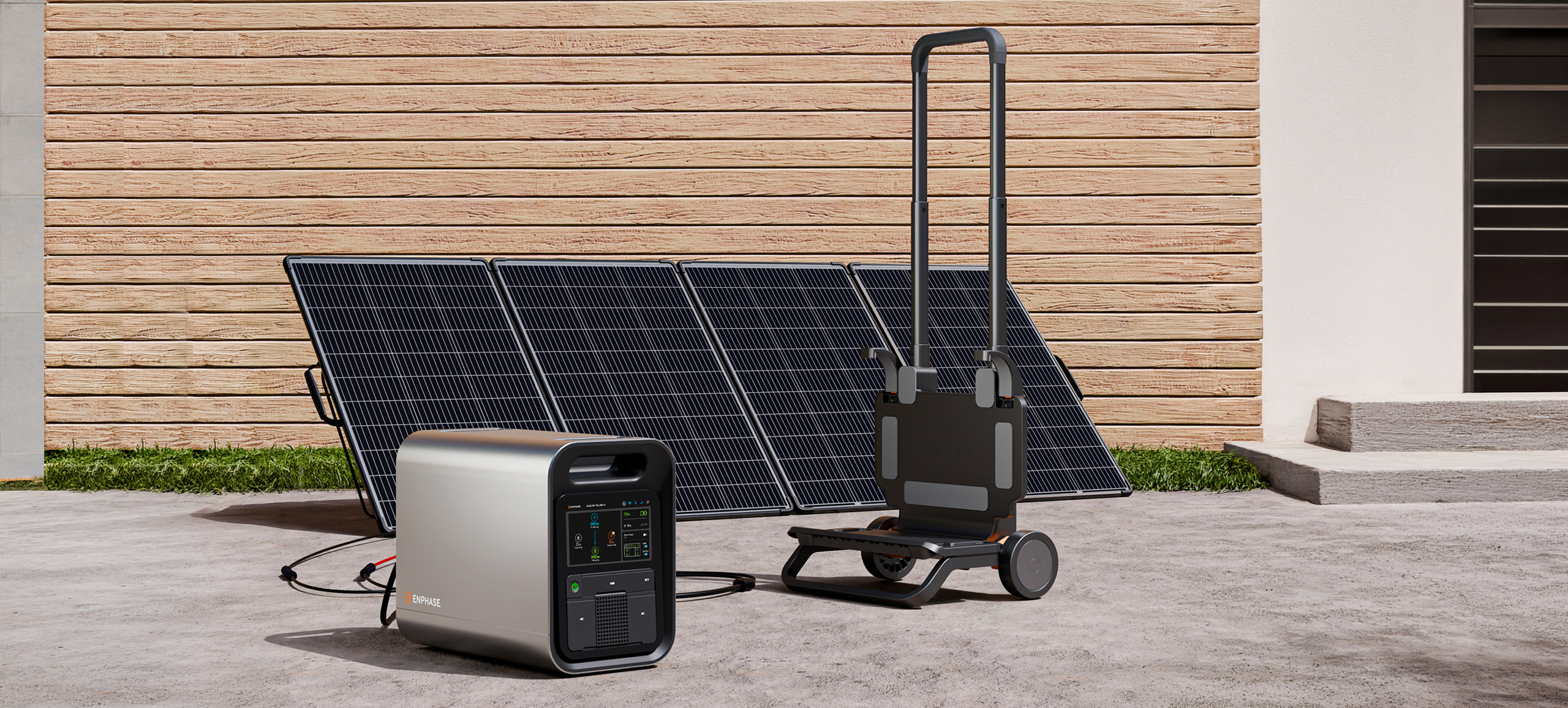 Powerpack and cart and 400 W panel in the back